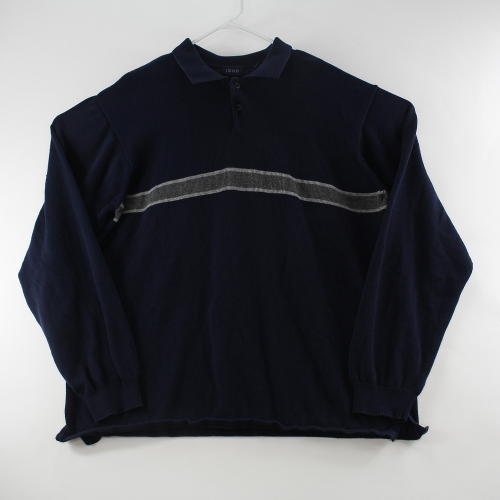 Izod Mens Polo Shirt Large Casual Long Sleeve